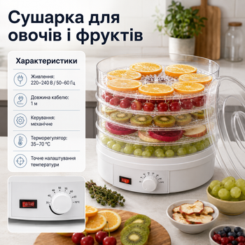 Сушилка Zepline ZP-029 для домашних овощей фруктов и ягод Дегидратор для сушки продуктов