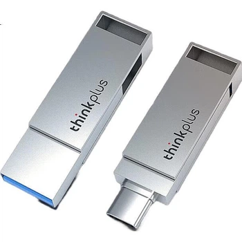 Металевий USB-флеш-накопичувач ThinkPlus Lenovo 50 ГБ, подвійний інтерфейс USB 3.2 та Type-C, велика ємність, сумісний із телефонами та комп'ютерами, USB-накопичувач для бізнесу та офісу, серія MU90