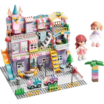FEELO сумісний з великими частинками LEGO будівельних блоків, іграшка для складання для дітей, хлопчиків та дівчаток, подарунок на день народження, вілла дівчинки 1675