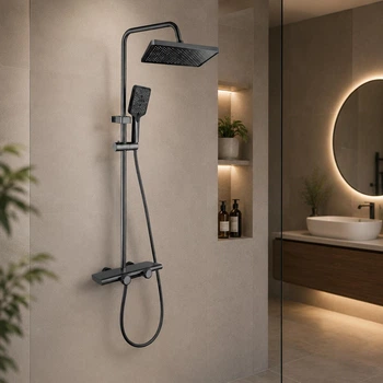 Душова система зі змішувачем Faucet CR-25HT030, Графіт / Тропічний душ для душової кабіни та ванної (md-17764)