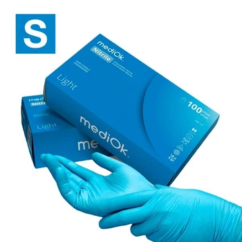 Рукавички mediOk Light, нітрілові, неопудрені, текстуровані, колір блакитний, розмір S