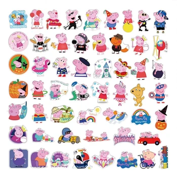 Набор стикеров стикерпак 50 шт Свинка Пеппа Пеппа Пиг Peppa Pig виниловые водостойкие наклейки