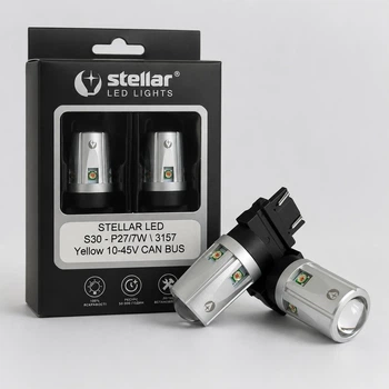 Помаранчеві LED повороти в червоному ліхтарі 3157 P27/7W T25 для сертифікації авто з США, canbus, 2шт — STELLAR S30