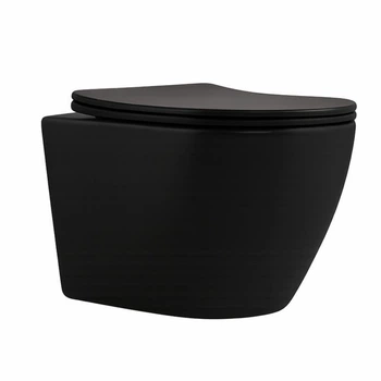 Унитаз подвесной Qtap Robin New Ultra Quiet безобедочный с сиденьем Soft-close MATT BLACK QT13332381АSMB Черный