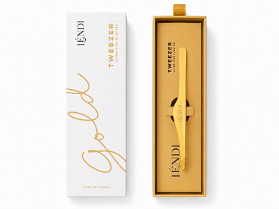 Пинцет для бровей Lendi, Ultra, ультратонкий, скошенный, Gold
