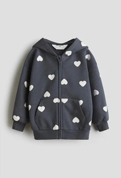Дитяча тепла толстовка з капюшоном для дівчинки H&M 122-128 см Темно-сіра (26062203D)