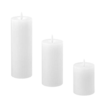 Світлодіодна свічка-стійка, комплект з 3 штук, на батарейках, біла IKEA SILVERMÅS 306.115.94