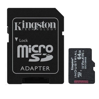 Карта пам'яті microSDXC Kingston Industrial 64 ГБ Class 10 UHS-I U3 V30 A1 до 90 МБ/с з SD-адаптером