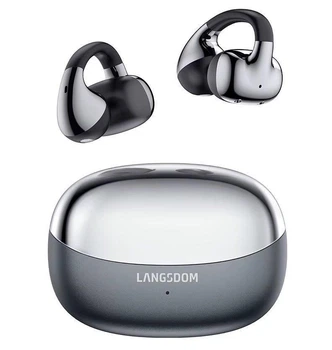 Спортивные костные наушники-клипсы Langsdom TS31 с направленным Hi-Fi звуком, Bluetooth 6.0, шумоподавлением и зарядным кейсом, до 24 часов работы Черный