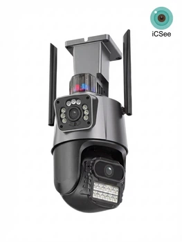 Інтелектуальна IP-камера Wi-Fi Full HD, ANDER ONE, 360°, 2 объектива, для зовнішнього та внутрішнього відеоспостереження, поворотна, з мікрофоном, функцією нічного бачення та датчиком руху, у чорно-сірому дизайні (2197046587)