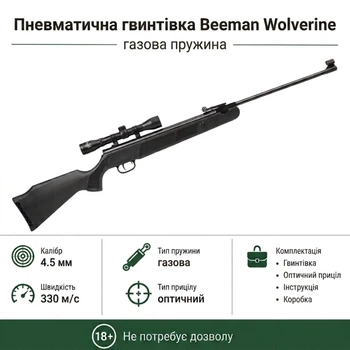 Пневматическая винтовка Beeman Wolverine Gas Ram с газовой пружиной прицел 4x32 кал.4,5мм (1071GR)