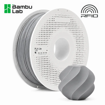 Филамент PLA Lite Bambu Lab Gray (16101) с RFID чипом для 3D-принтера 1.75 мм 1 кг на катушке