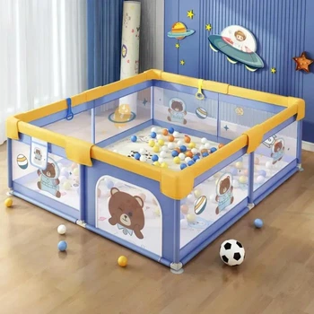 Детский игровой манеж Playpen 180 х 120 см с дверцей на молнии, сухой бассейн, детская площадка. Синий