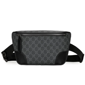 Чоловіча сумка-бананка Gucci GG Supreme чорна Гучі (119)