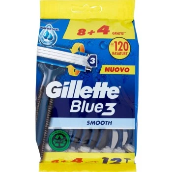 Одноразові станки для гоління чоловічі Gillette Blue 3 Smooth 8 + 4 шт (8006540733929)