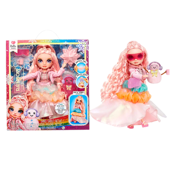 Лялька Rainbow High Winter Wonderland з аксесуарами для створення сніговика 28 см рожева