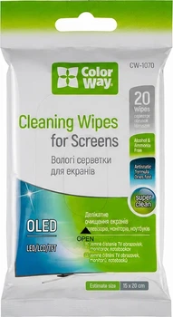 Салфетки ColorWay для очистки OLED, LED, LCD, TFT экранов (20 шт) (CW-1070)