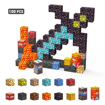 Магнітний конструктор Minecraft Меч на 100 деталей + сумка для зберігання
