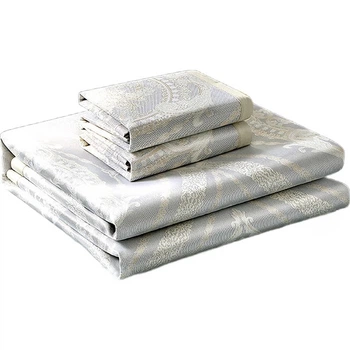 Комплект охолоджувальних килимків FUANNA 1000D Coarse Ice Silk A-Class Jacquard для двох осіб, три предмети, золотистий, 1,8x2 метри [Складаний]