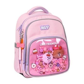 Рюкзак шкільний напівкаркасний ортопедичний для першокласника Yes S-91 Line Friends Dreamy, для дівчаток, рожевий (550247)
