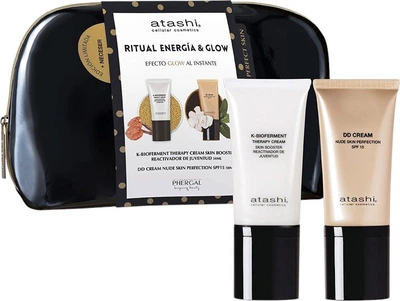 Zestaw do pielęgnacji twarzy Atashi Energy and Glow Ritual Krem do twarzy 50 ml + DD Krem 50 ml + Kosmetyczka (8429449105152)