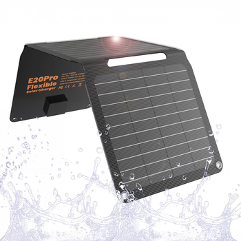 Солнечная панель складная FlexSolar E20 Pro 20W портативное солнечное зарядное устройство с портом USB-C и пылевлагозащитой IP67