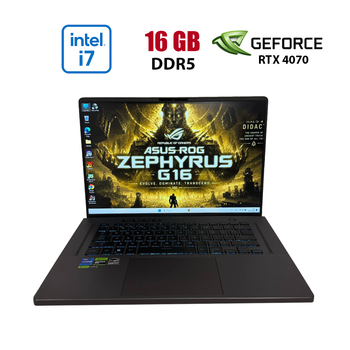 Игровой ноутбук Asus ROG Zephyrus G16 GU603VI / 15.6" (1920x1080) IPS / Intel Core i7-13620H (10 (16) ядер по 3.6 - 4.9 GHz) / 16 GB DDR5 / 512 GB SSD M.2 / nVidia GeForce RTX 4070, 8 GB GDDR6, 128-bit / WebCam б/у