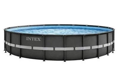 Круглый семейный каркасный бассейн Intex 26340 732 x 132 см для дома дачи из ПВХ серый (21-9-26340-0)
