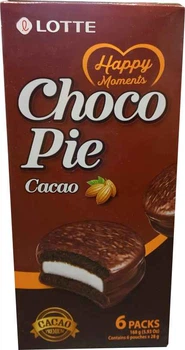 Печиво Lotte Choco Pie Cacao з маршмелоу в шоколадній глазурі 168 г (8801062475162)