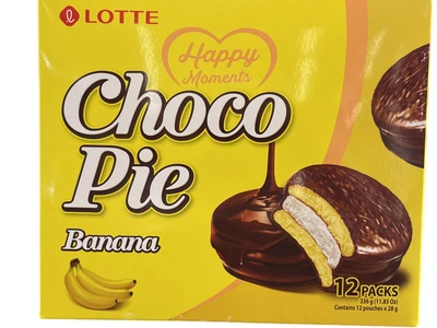 Печиво Lotte Choco Pie Banana з банановою начинкою 336 г (845502061407)