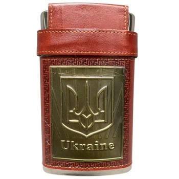 Фляга UKRAINE 285 мл 3 рюмки 10 мл в крышке Brown