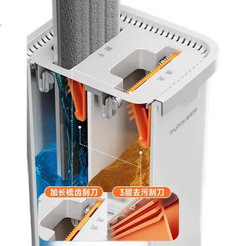Швабра Jiabangshou Flat Mop, 40 см, 2 насадки, с ведром