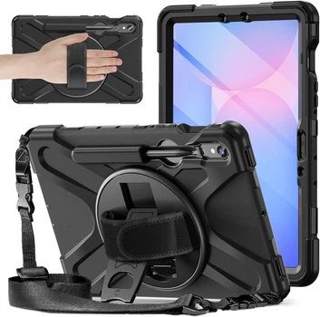 Протиударний чохол X-CASE з підставкою 360° та ремінцем для Samsung Galaxy Tab S9 FE 10.9" / Tab S9 11" (SM-X510, SM-X516, SM-X710, SM-X716) Чорний
