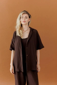 Жіноча сорочка з мусліну ART KNIT шоколад, S-М 045957