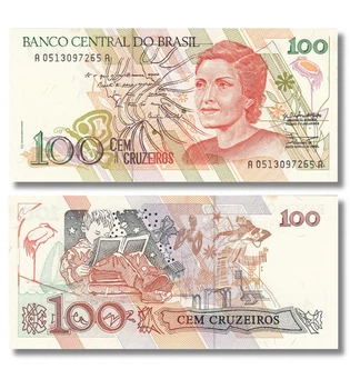 Банкнота 100 крузейро Бразилія 1989 рік UNC