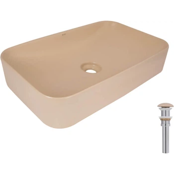Раковина накладна Qtap Tern 605x350x140 мм з донним клапаном бежевий (QTTER188SB49790)