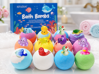 Набор из 12 органических бомбочек для детей с сюрпризом для ванны BATH BOMB GIFT