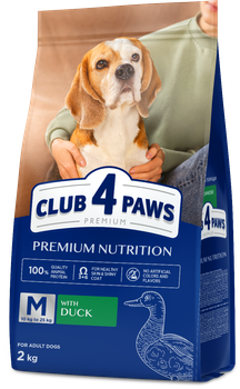 Полнорационный сухой корм для взрослых собак средних пород Club 4 Paws Premium С уткой 2 кг (B4541301) (4820269144644)