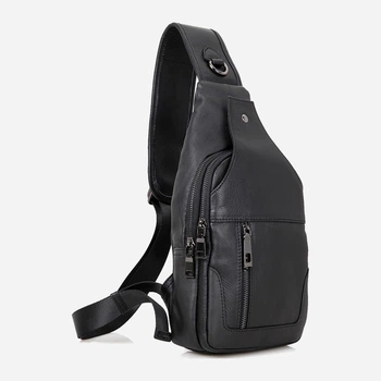 Сумка слинг через плечо мужская из натуральная кожи Vintage leather-14414 Черная