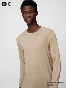Термолонгслив чоловічий зимовий Uniqlo 635214867 L Бежевий (1160048903)