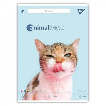 Зошит Yes А4 48 аркушів клітинка Animalbook Кіт (682002)