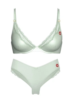 Комплект Tease Lightly Lined Satin Kiss Plunge Bra Мʼятний 36D-M