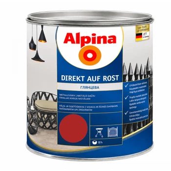 Емаль алкідна глянцевая Alpina Direkt Auf Rost RAL3000 Вогняно-червона 0,75 л