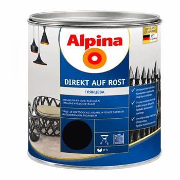 Емаль алкідна глянцевая Alpina Direkt Auf Rost RAL9005 Чорна 0,75 л