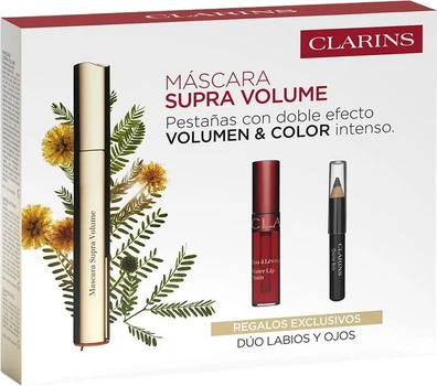 Zestaw kosmetyków do makijażu Clarins Supra Tusz do rzęs 8 ml + Szminka 2.8 ml + Kredka do oczu 1.4 g (3666057469879)