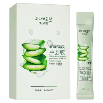 Нічна маска для обличчя з екстрактом алое Bioaqua Aloe Vera Mask, 20 сошеток по 4 мл