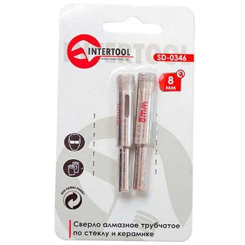 Сверло трубчатое алмазное, 8 мм, в блистере 2 шт, SD-0346 - 724870