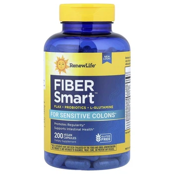 Комплекс харчових волокон Renew Life Fiber Smart Flax Probiotics L-Glutamine 200 капсул