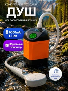 Портативный туристический душ с аккумулятором, производный душ с дисплеем температуры, USB, шланг 2 м