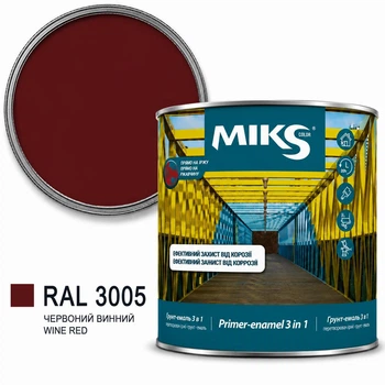 Грунт-емаль 3в1 MIKS Вишнева RAL 3005 0,8кг